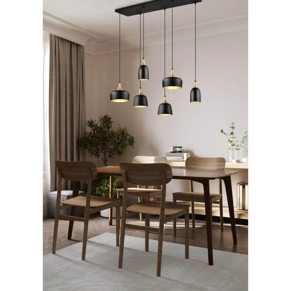 Wisząca salonowa lampa CHIRAZ 310500632 Trio metalowa czarny złoty