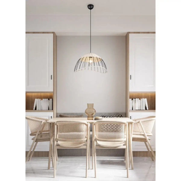 Ratanowa lampa wisząca SANDRINE R36211032 czarny naturalny