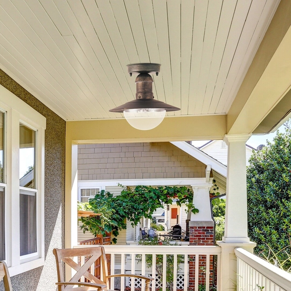 Zewnętrzna LAMPA sufitowa stropowa OSLO 8736 Rabalux industrialna OPRAWA ogrodowa outdoor IP44 antyczne złoto