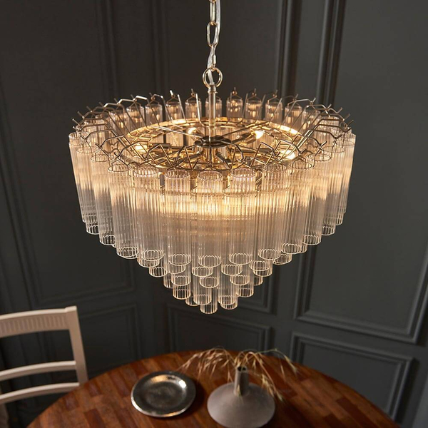Lampa wisząca szklana Toulouse 104090 tuby nad stół nikiel