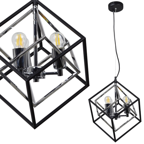 Loftowa LAMPA wisząca IKAR 316370 Polux metalowa OPRAWA zwis kostka czarna