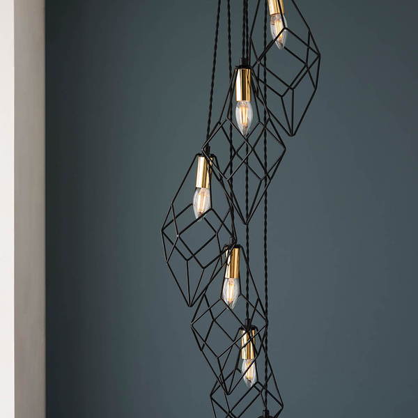 Kaskadowa wisząca lampa Jaxon 98151 loftowa nad wyspę czarna