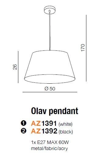 Abażurowa lampa wisząca Olav czarna nad łóżko do sypialni