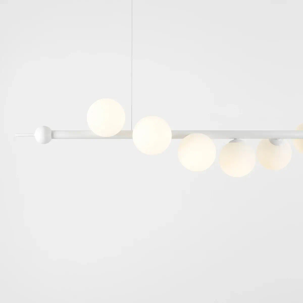 Biała lampa wisząca Wave 1115T Aldex 7-płomienna nad stół do jadalni