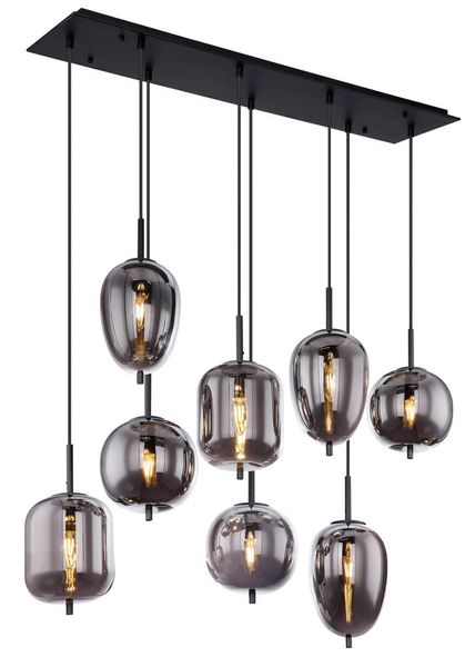 Lampa wisząca Blacky 15345-8 szklana czarna przydymiona