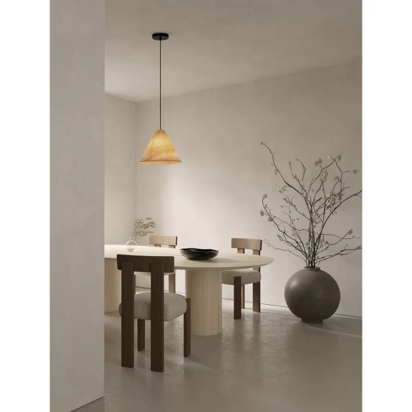 Boho lampa wisząca BRONTILA LE45382 stożek drewniany