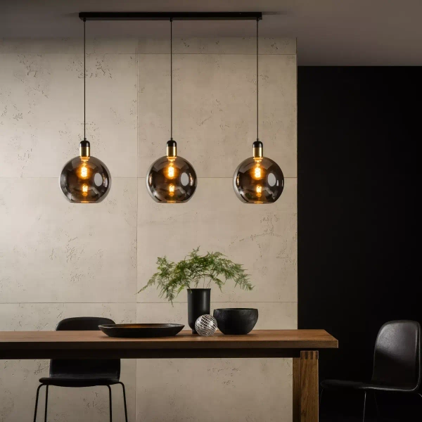 Wisząca lampa potrójna Julius 34438/03/65 Lucide okrągła czarna złota