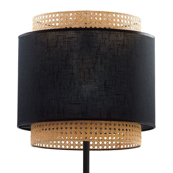 Lampa podłogowa ratanowa Boho 5568 TK Lighting ażurowa czarna słomkowa