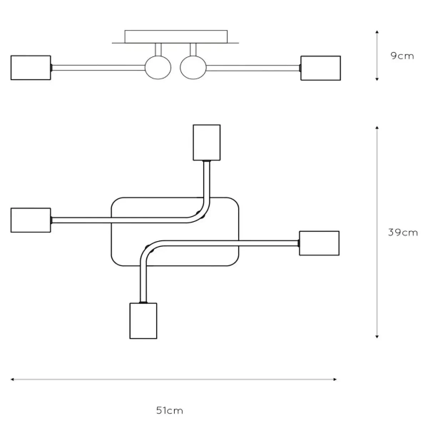 Metalowa lampa sufitowa Lester 21118/04/30 Lucide loftowa czarna
