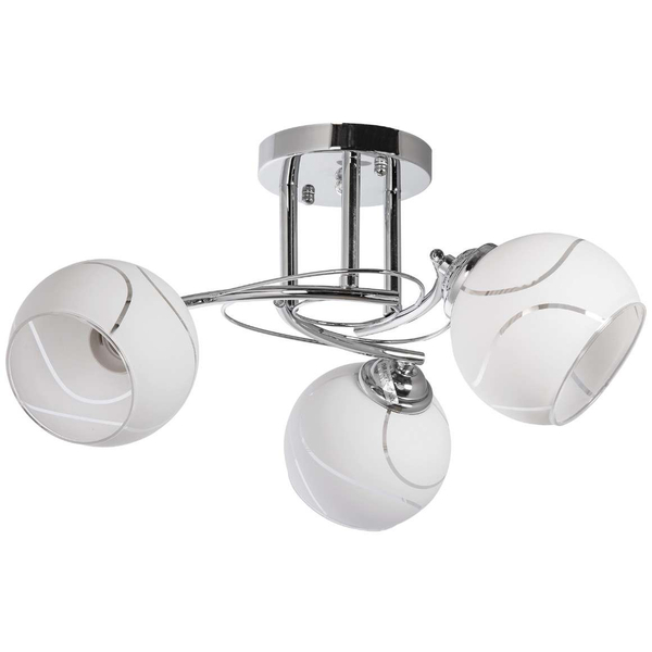 LAMPA sufitowa VEN W-C 0240/3 metalowa OPRAWA szklane klosze spirala chrom