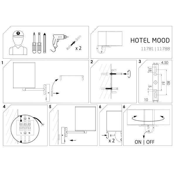 Ścienna lampa do sypialni HOTEL MOOD 11781 abażurowa chrom beżowa