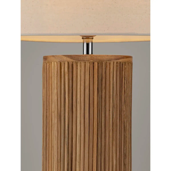 Lampka stołowa z abażurem ONTAREZ LE45381 drewniana biała brązowa