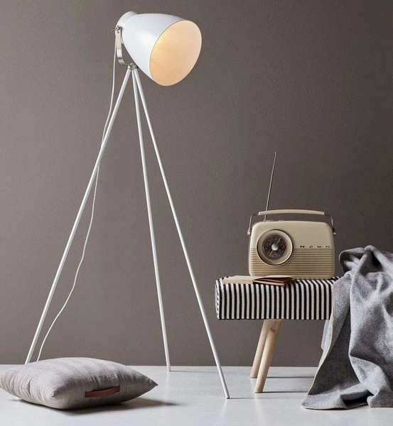 Stojąca LAMPA podłogowa LARGO 46704001 Nordlux sztalugowa OPRAWA reflektor SZTALUGOWY na trójnogu biały