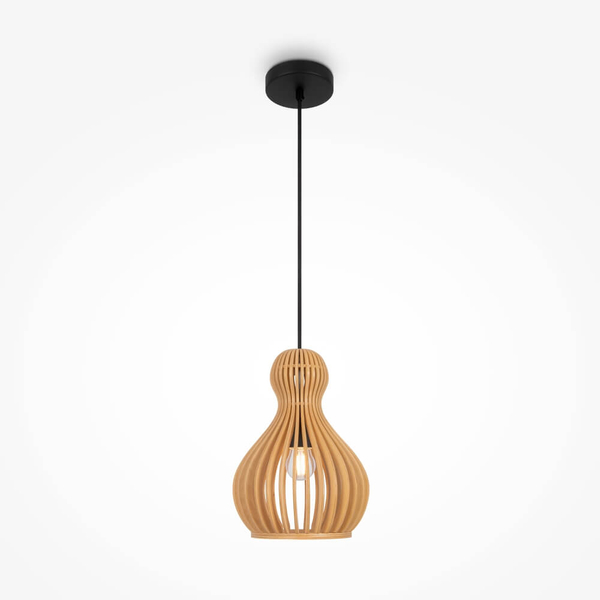 Zawieszana lampa Roots MOD192PL-01W Maytoni zwis drewniana czarna beżowa