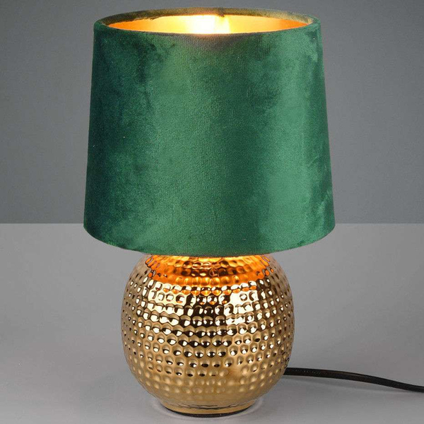 Nocna LAMPKA stojąca EUDORA DL015-50821 RL Light stołowa LAMPA abażurowa na biurko ceramiczna zielona złota