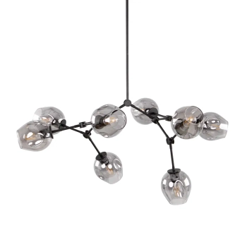 Molekułowa wisząca lampa Ferral PND-75075-8-BK-SG przydymiona czarna