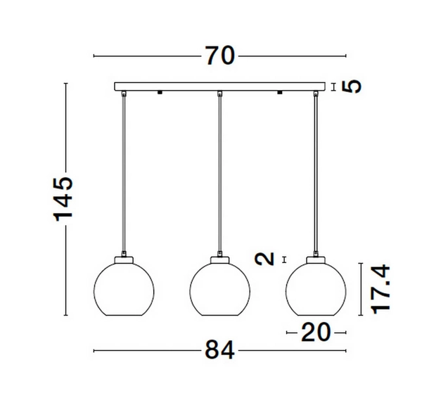 Czarna lampa wisząca Repos szklane kule na listwie loft