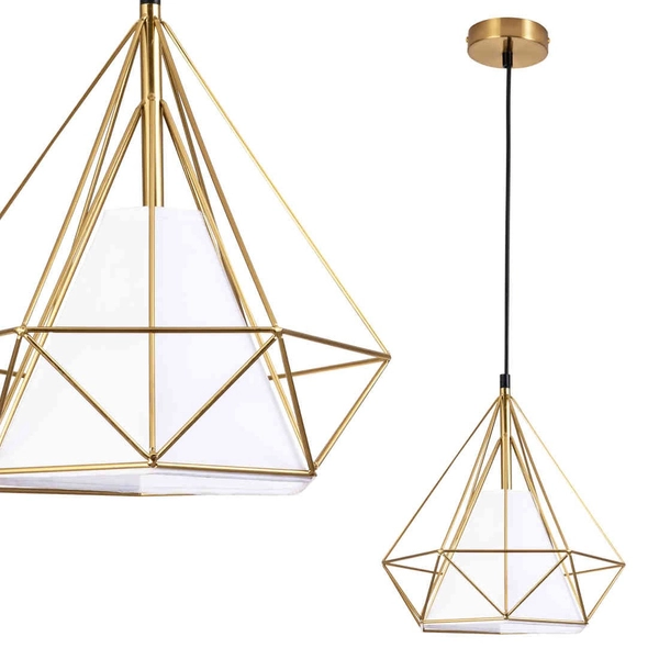 Loftowa LAMPA wisząca HIRA 318503 Polux abażurowy zwis do pokoju złoty biały