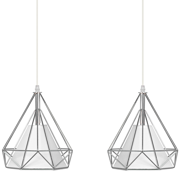 Industrialna LAMPA wisząca 8803/2 ZWIS - 02 Elem loftowa OPRAWA metalowy druciak zwis chrom biały
