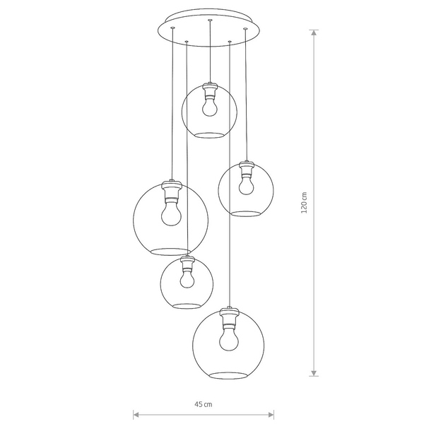 Przydymiona lampa wisząca Vetro 7642 szklane kule do sypialni