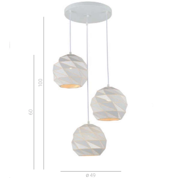 Geometryczna LAMPA wisząca PALERMO PND-2424-3S-WH Italux metalowa OPRAWA kaskada zwis kule balls białe