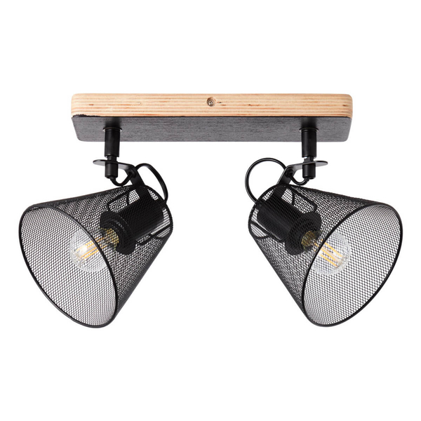 Młodzieżowa lampa sufitowa Whole 40113/76 druciana czarna drewno