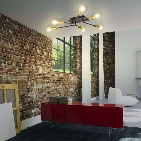 Plafon LAMPA sufitowa LANNY 2103 Rabalux industrialna OPRAWA metalowe pręty sticks pająk czarne złote