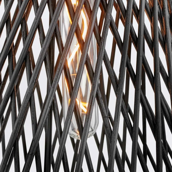 Ażurowa lampa wisząca Twyla QN-TWYLA-1P-BK tuba rattan czarny