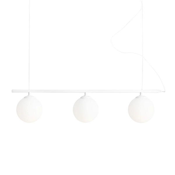 Biała lampa wisząca Beryl 1006E Aldex 3-płomienna do sypialni balls