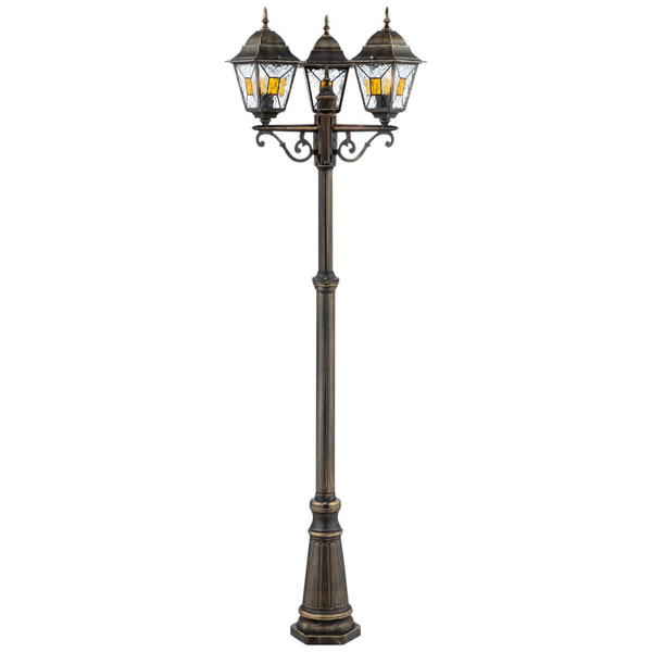 Metalowa lampa uliczna Janel 90985A86 latarnia potrójna złoty czarny