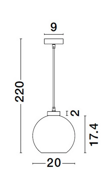 Wisząca lampa sypialniana Repos kula czarna przydymiona