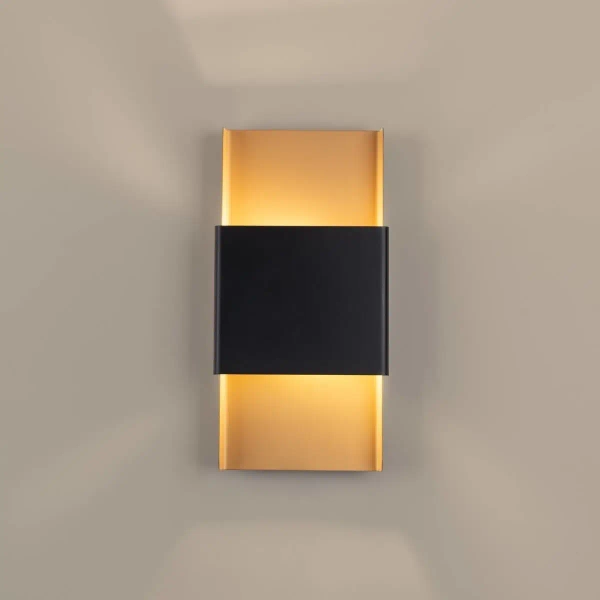 Prostokątny kinkiet ścienny Durlin SL.1354 Sollux metalowy złoty czarny