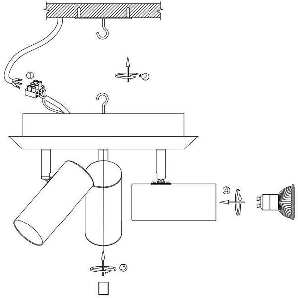 Sufitowa LAMPA industrialna BARCELONA 107349 Markslojd okrągła OPRAWA plafon metalowy tuby regulowane białe