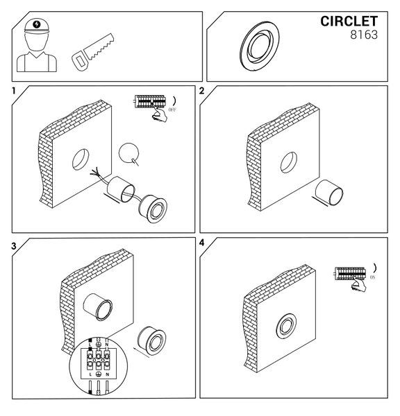 Wpust LAMPA zewnętrzna CIRCLET LED 8163 Nowodvorski ścienna OPRAWA stropowa outdoor LED 3W 3000K metalowa IP54 czarna