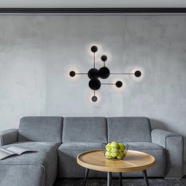 Ścienna LAMPA kinkiet AMADEO 6260 Rabalux metalowa OPRAWA dekoracyjna LED 21W 4000K molekuły furano czarna