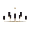 Żyrandol z abażurami Empoli EMP-ZWL-8 (Z) podłużne tuby czarne mosiądz
