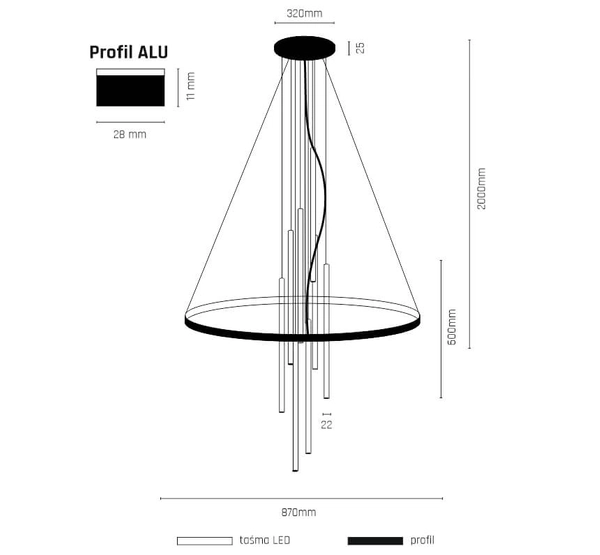Wisząca lampa salonowa Luna 8979 Amplex pierścień nad stół mosiądz