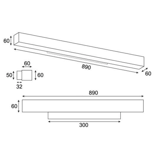 Liniowa podłużna lampa ścienna Lupinus 6115D02203-1 Elkim LED 12W 4000K czarna