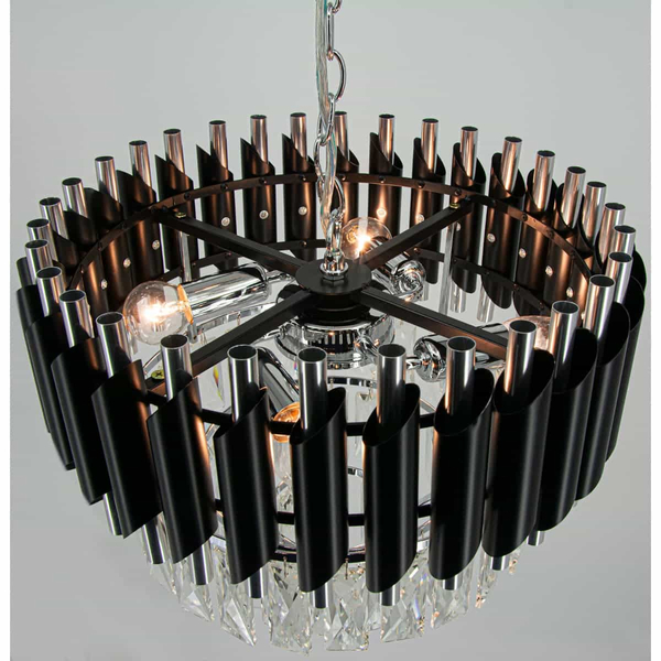 Kryształowa lampa wisząca Toledo 6260/4 8C BL glamour czarna chrom OUTLET