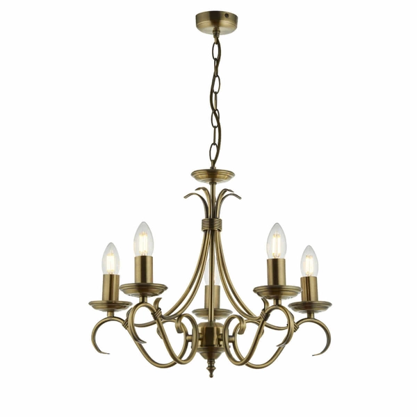 Wielopunktowa lampa zwisająca Bernice 2030-5AN Endon klasyczna mosiądz