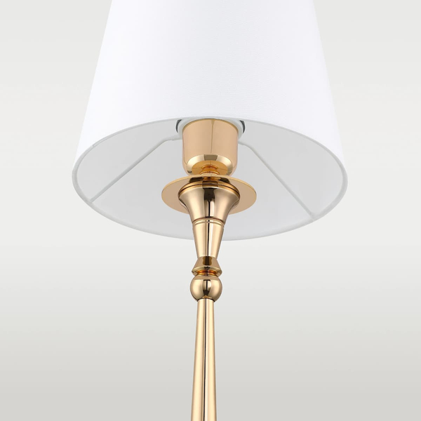 Biurkowa lampa eklektyczna Austin T01227AU-WH Cosmolight metal tkanina złota biała