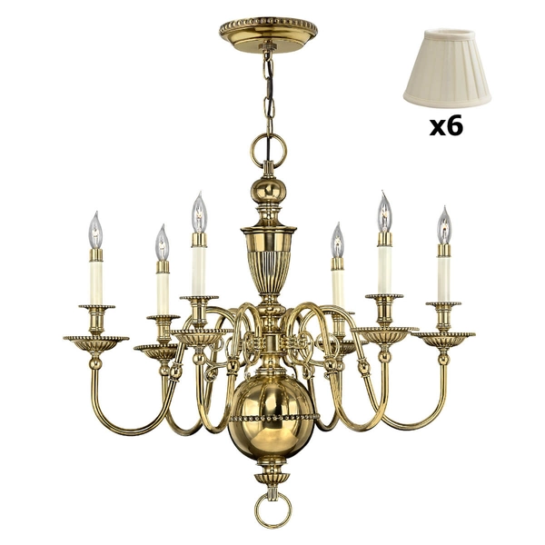 Abażurowy żyrandol Cambridge HK-CAMBRIDGE6+6xLS162 Hinkley mosiądz kremowy