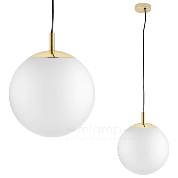 Wisząca LAMPA skandynawska ALUR 10728305 Kaspa kulista OPRAWA szklany ZWIS kula ball hygge złota biała