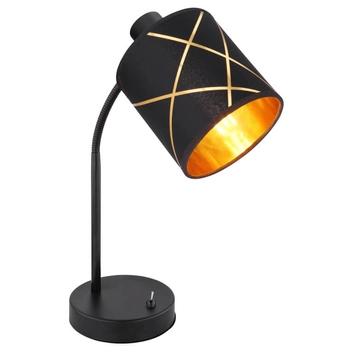 Lampa biurkowa Glamour okrągła 15431-1T Globo z włącznikiem czarna złota