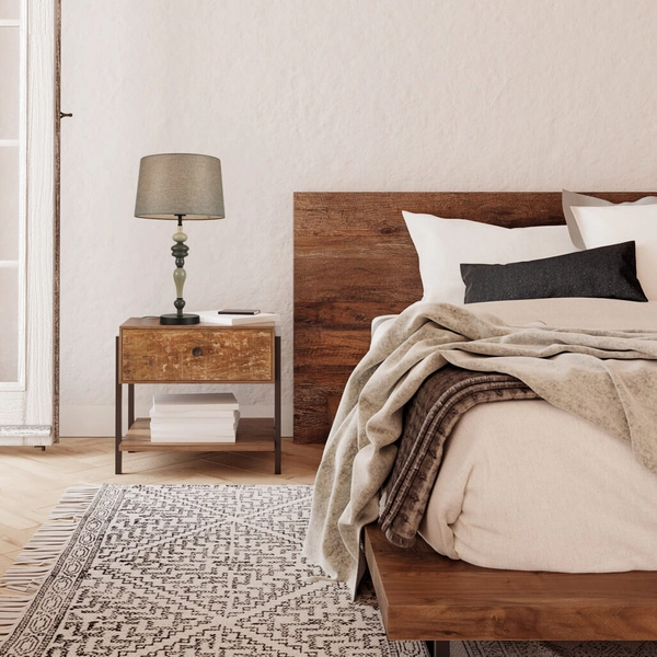 Nocna lampka abażurowa Nerom TB-22374-BK Italux klasyczna czarny szary