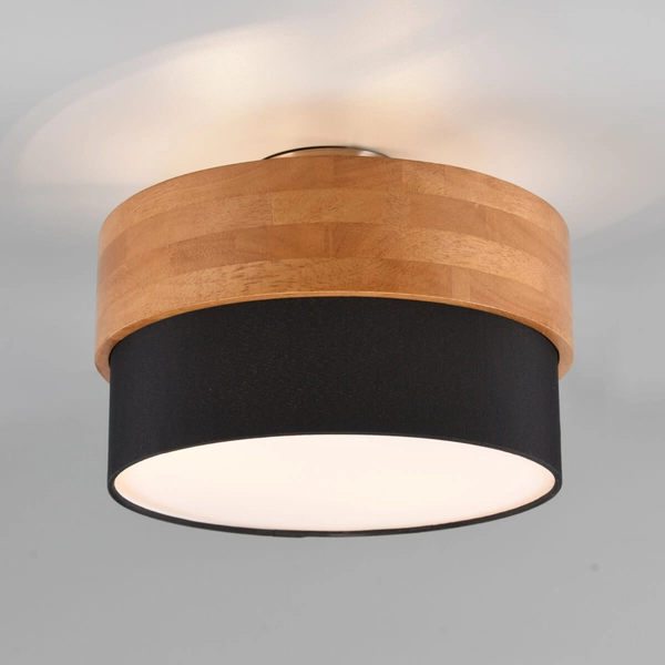Nasufitowy plafon do jadalni SEASONS 611500202 okrągły drewniany czarny