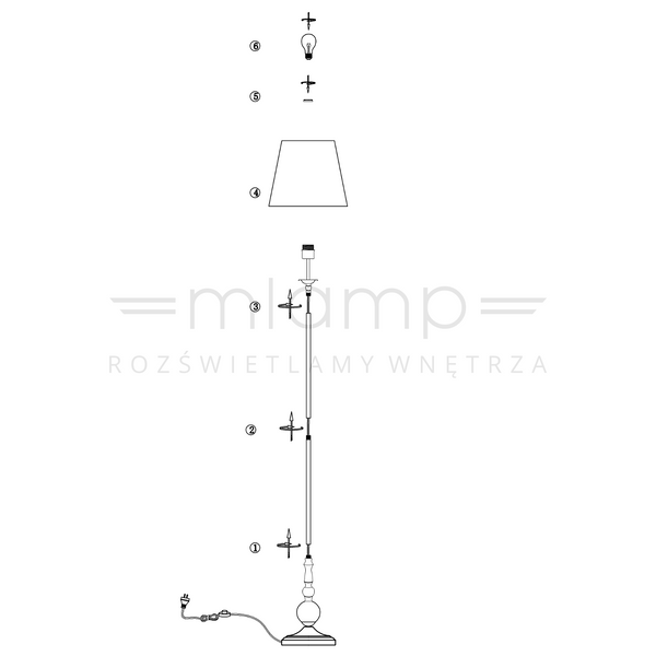 Klasyczna LAMPA podłogowa IMPERIA 106322 Markslojd abażurowa OPRAWA stojąca mosiądz biała