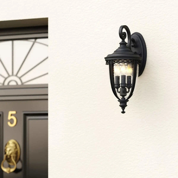Elewacyjna LAMPA ogrodowa English FE-EB2-M-BLK Elstead FEISS zewnętrzna OPRAWA elewacyjna klasyczna outdoor IP44 czarna przezroczysta