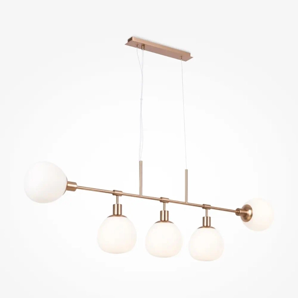 Molekułowa lampa wisząca Erich MOD221PL-05G kulista biała złota