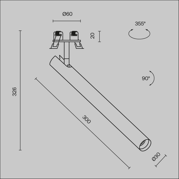 Wpuszczana lampa sufitowa Focus C141RS-L300-6W3K-B LED 6W 3000K czarna